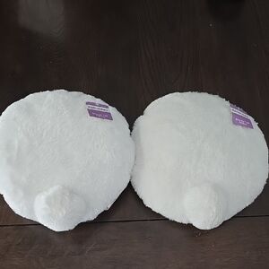 White Plush Bunny Tail Pillows